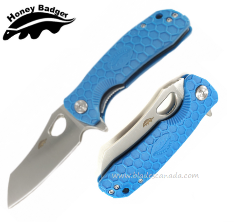 Honey Badger Med Wharncleaver Flipper Folding Knife, FRN Blue, HB1041